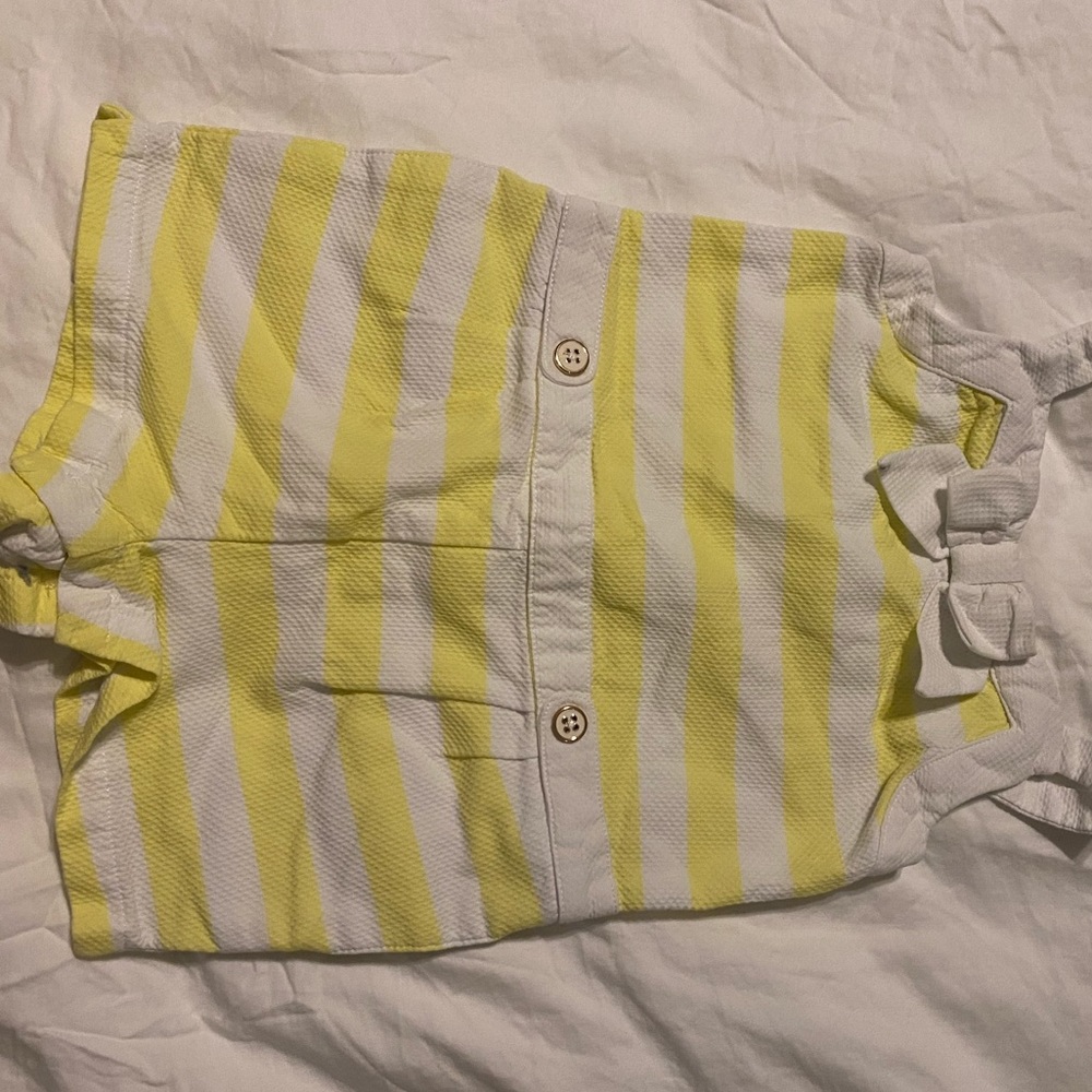 Janie and Jack neon yellow stripe romper. 18-24 mo